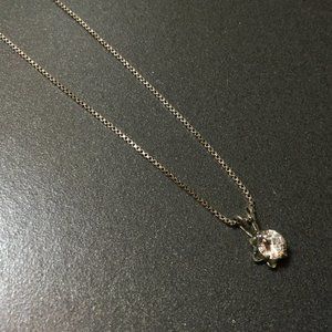 .925 Silver Necklace 16" with Faux diamond Costume Jewelry Vintage